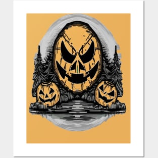 Three Halloween Pumpkin Skeletons Posters and Art